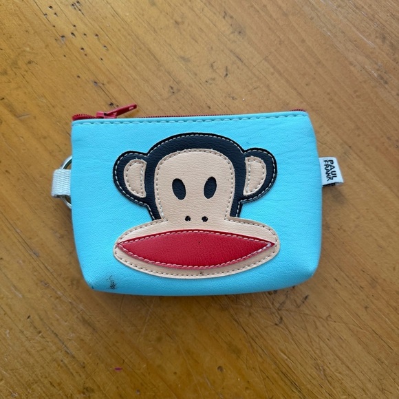 Paul Frank Accessories - Paul Frank Light Blue Monkey Coin Bag with Red Detail Vintage